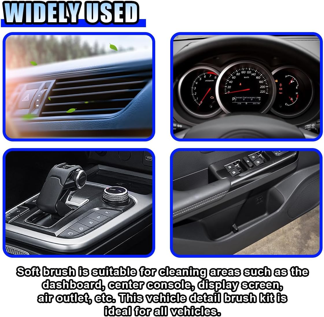 Car Detailing Brush, Ultra Soft Bristles XL Synthetic Brush, Auto Interior Dusting Brush with Storage Rack, Car Cleaning Tool for Vehicle Air Conditioner Vents, Dashboard, Leather
