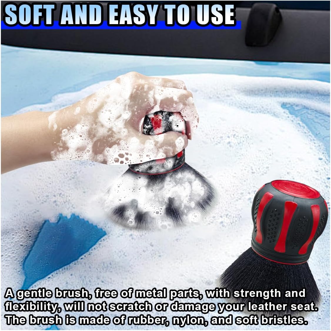 Car Detailing Brush, Ultra Soft Bristles XL Synthetic Brush, Auto Interior Dusting Brush with Storage Rack, Car Cleaning Tool for Vehicle Air Conditioner Vents, Dashboard, Leather